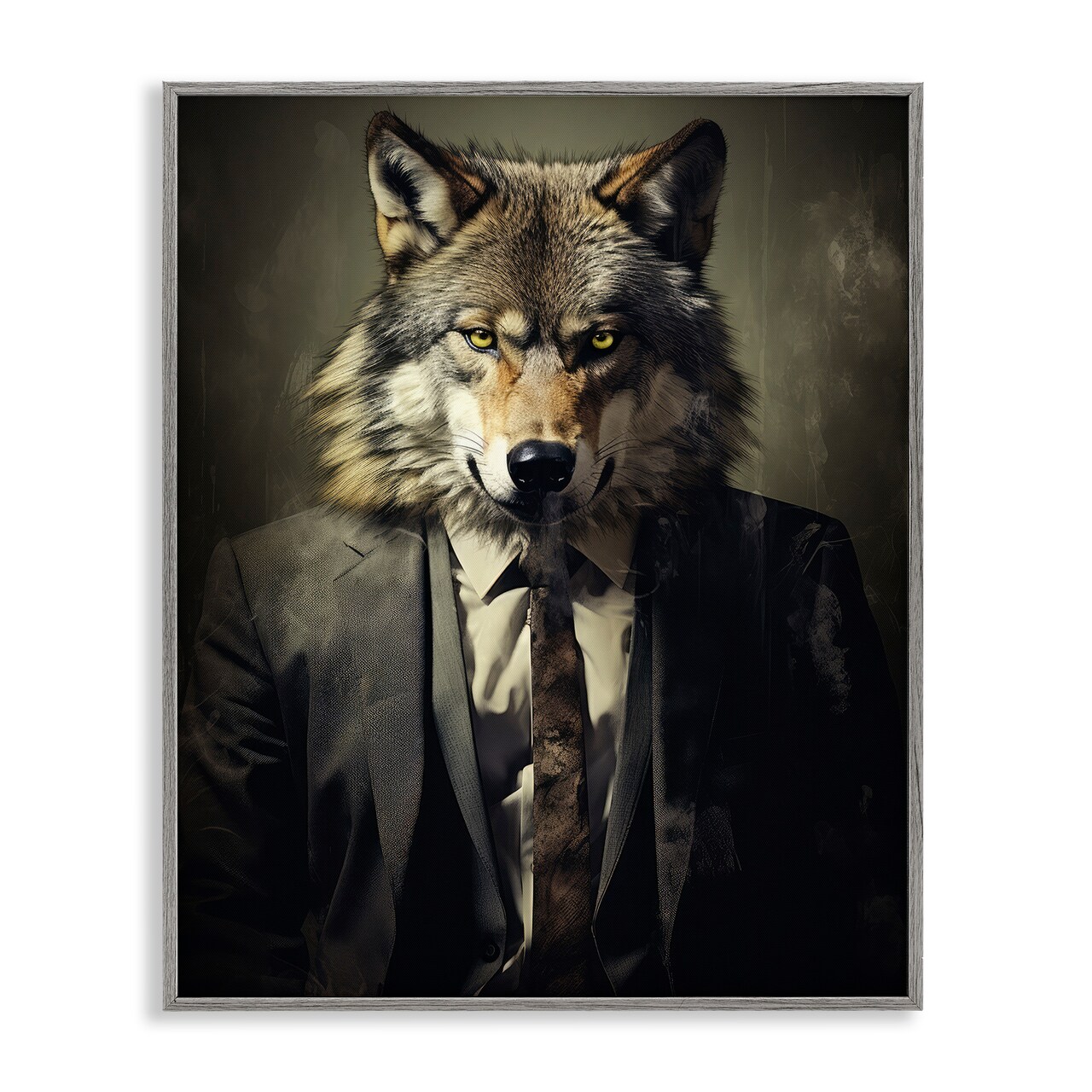 Stupell Industries Fancy Wolf in Suit Framed Giclee, design by Ray Powers